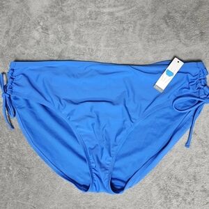 Blue Bathing Suit Bikini Bottoms Womens Size 3X 24W-26W Mid Rise Side Strings